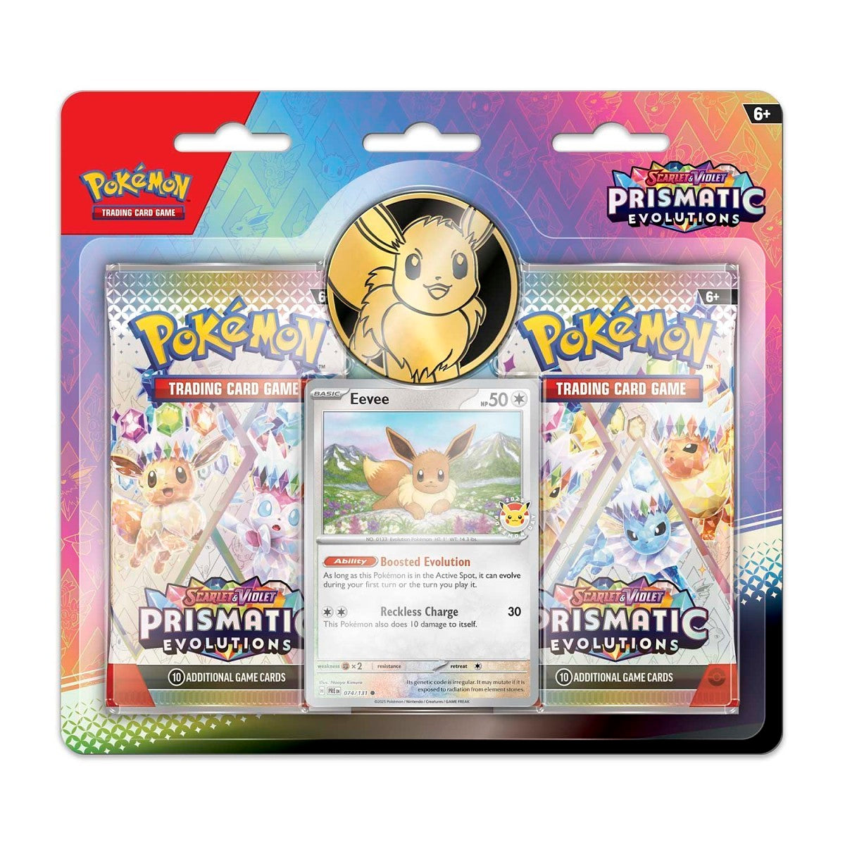 Pokmon TCG: Scarlet & Violet-Prismatic Evolutions Eevee Card, Coin & Thunder Badge Trainer Pokmon TCG: Scarlet & Violet-Prismatic Evolutions Eevee Card, Coin & Thunder Badge Trainer