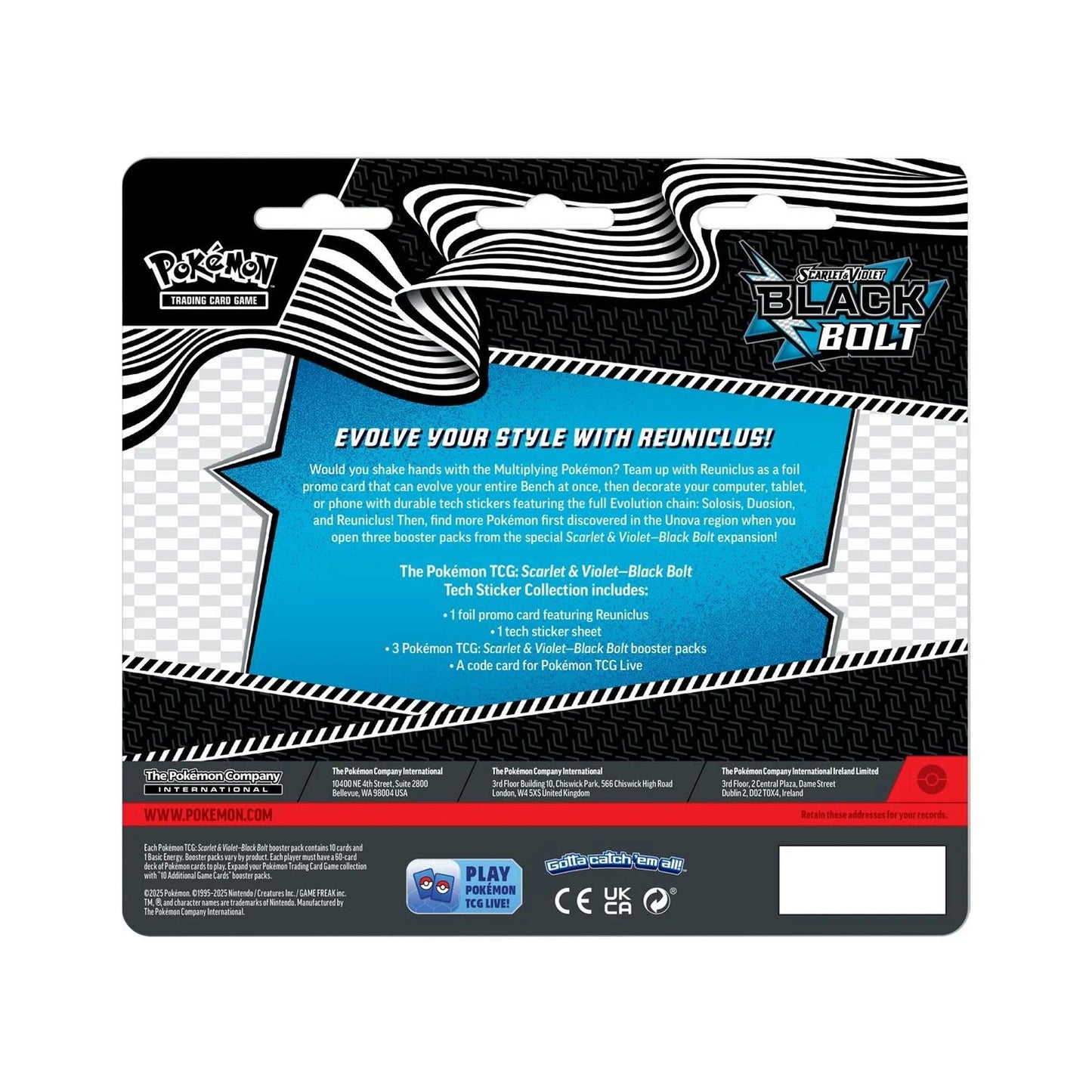 [Pre-order] Pokémon TCG: Black Bolt 3 Pack Tech Sticker Collection